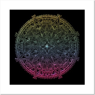 Colorful Mandala on Black Posters and Art